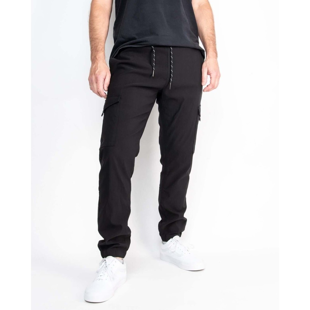 Ring of Fire Mens Tech Cargo Joggers Black Stretch Utility Pants Medium NWT